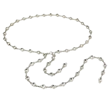 Pás na pás s kovovou reťazou a kamienkami, pre ženy, dĺžka 110 cm, Miao rou jewelry