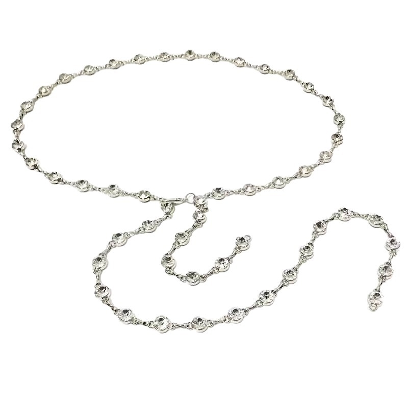 Pás na pás s kovovou reťazou a kamienkami, pre ženy, dĺžka 110 cm, Miao rou jewelry