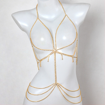 Tijelo lanac s rhinestone mozaikom, bijelim kristalima, elektroplating završna obrada, ženski stil