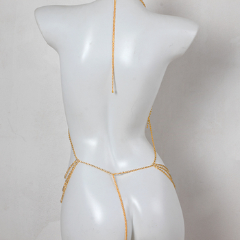 Tijelo lanac s rhinestone mozaikom, bijelim kristalima, elektroplating završna obrada, ženski stil