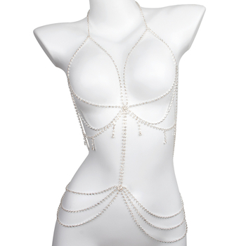 Tijelo lanac s rhinestone mozaikom, bijelim kristalima, elektroplating završna obrada, ženski stil