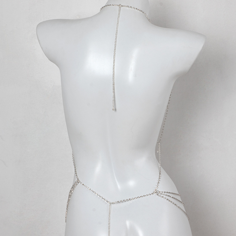 Tijelo lanac s rhinestone mozaikom, bijelim kristalima, elektroplating završna obrada, ženski stil