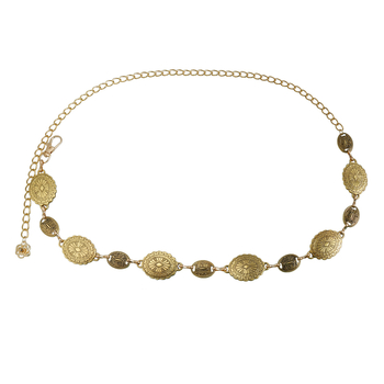 Pásová retiazka s tajomným totemom – kov, dĺžka 115 cm, šírka 3 cm, pre ženy, štýl voľný (Materiál: Kov; Dĺžka: 115 cm; Šírka: 3 cm; Pohlavie: Žena; Štýl: Voľný)