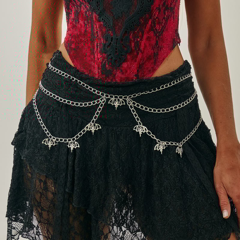 Bedrový reťaz s príveskom v tvare pavúčej siete a netopiera, viacvrstvový kovový reťaz pre ženy, dvojité očká opasku, prispôsobiteľný