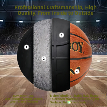 Basketbal PU8452 s absorpciou vlhkosti PU, vnútorné vrstvy: butyl a pena, tlačené logo, možnosť prispôsobenia