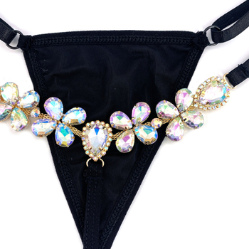 Rhinestone telo reťaz s tangou – klubová móda, zimná verzia 2025