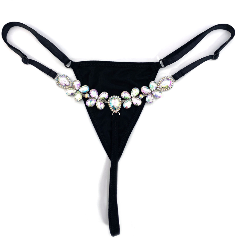 Rhinestone telo reťaz s tangou – klubová móda, zimná verzia 2025