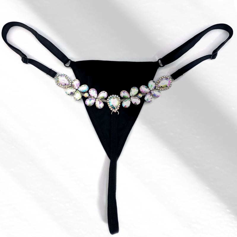 Rhinestone telo reťaz s tangou – klubová móda, zimná verzia 2025