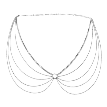 Bedrový reťazec – kovový, pre mladé ženy, viacvrstvový geometrický dizajn, dĺžka 60–80 cm