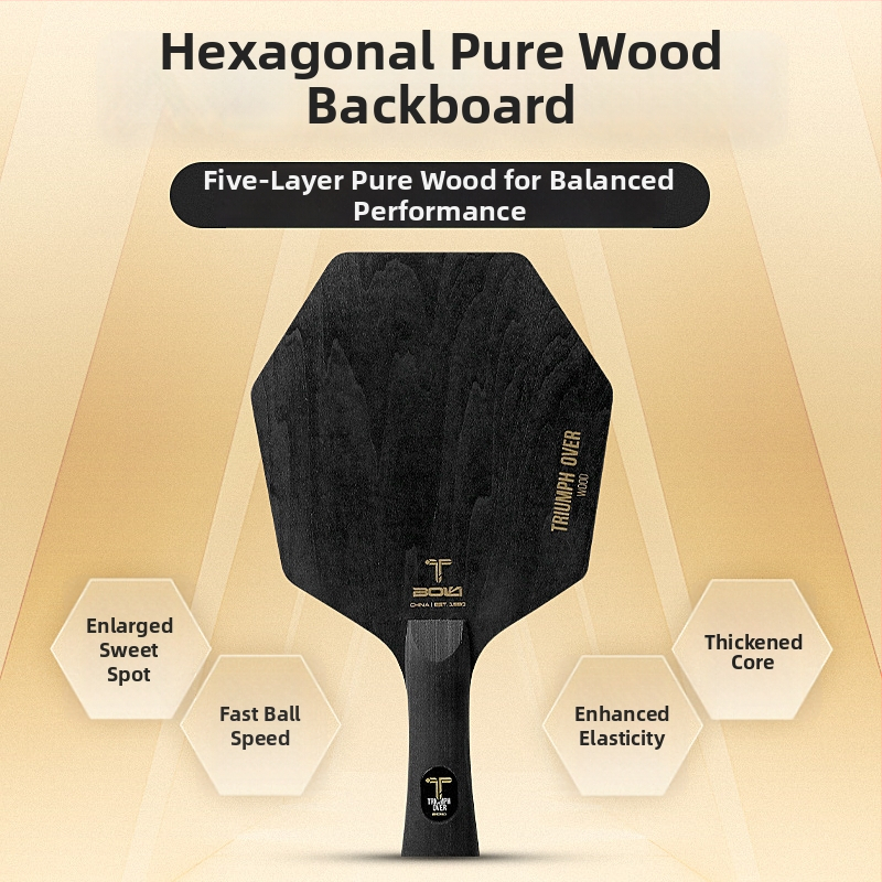 Šesťuholníková doska na stolný tenis, päťvrstvové čisté drevo, Basswood-Pine-Paulownia, veľké jadro