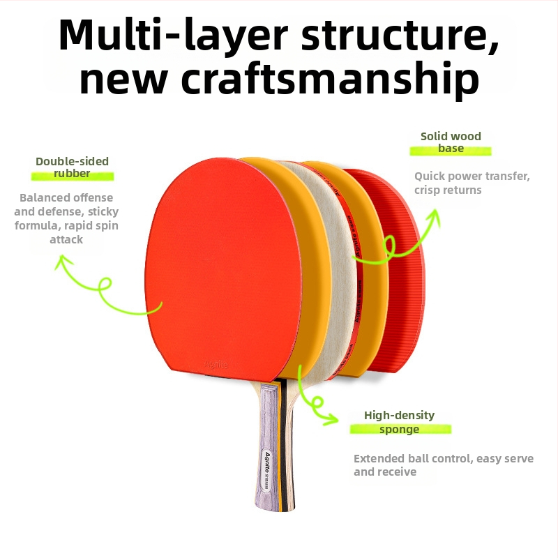 Stolný tenis raketa F2320S, Deli (doska z topolu, lepiaca guma, priamy úder)