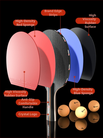 Knier Sada rakiet na stolný tenis pre deti a dospelých – profesionálna úroveň, horizontálna raketa, guma s lepidlom, dlhá rúčka, poplar doska