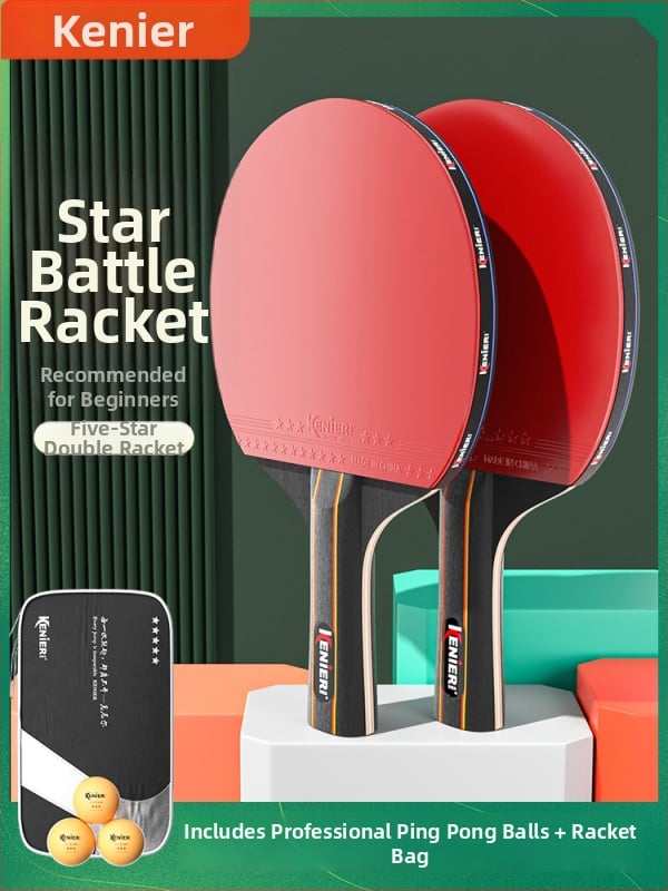 Knier Sada rakiet na stolný tenis pre deti a dospelých – profesionálna úroveň, horizontálna raketa, guma s lepidlom, dlhá rúčka, poplar doska