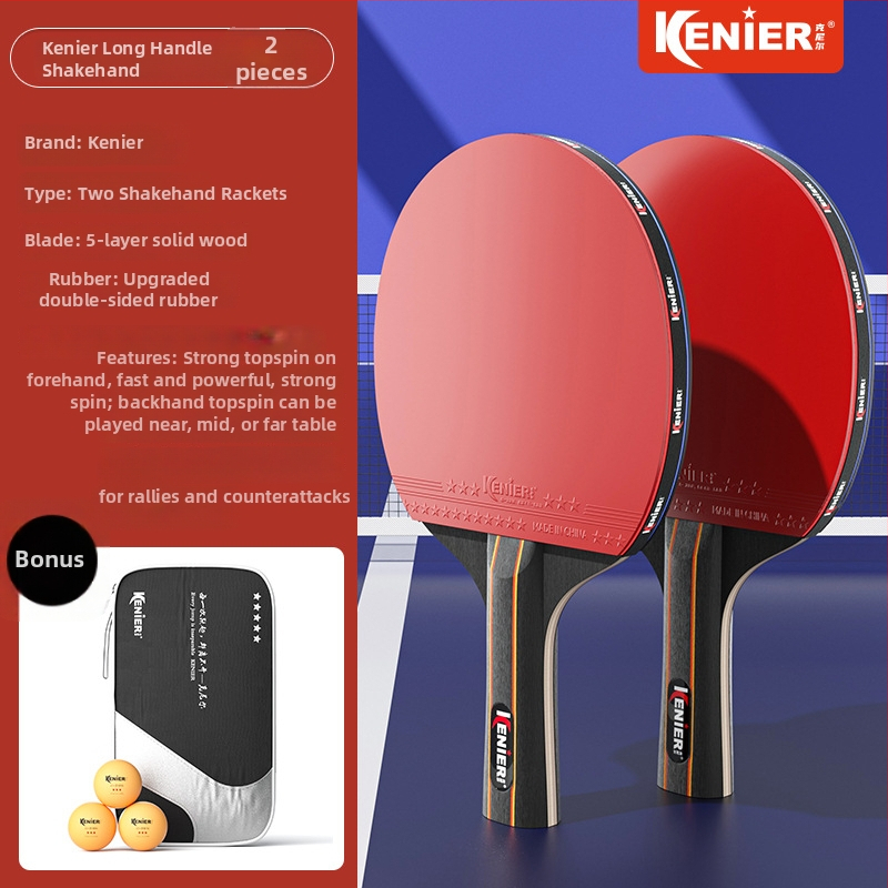 Knier Sada rakiet na stolný tenis pre deti a dospelých – profesionálna úroveň, horizontálna raketa, guma s lepidlom, dlhá rúčka, poplar doska