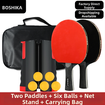 Set stolný tenis pre tréning a zábavu, 2 rakety, 6 loptičiek, stojan na sieť, guma proti prilepeniu, doska z topolu