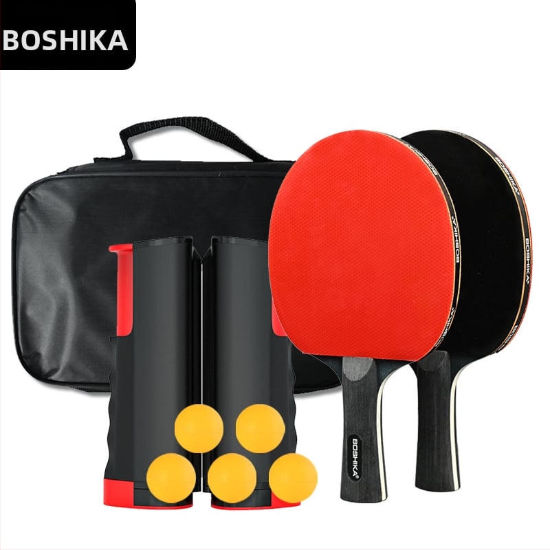 Set stolný tenis pre tréning a zábavu, 2 rakety, 6 loptičiek, stojan na sieť, guma proti prilepeniu, doska z topolu