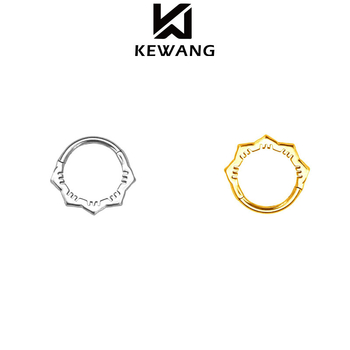 Nosni prsten s čipkastim dizajnom u obliku lotosovog lista, 316L nehrđajući čelik, lijevanje, brušenje, poliranje, elektroplatiranje, unisex