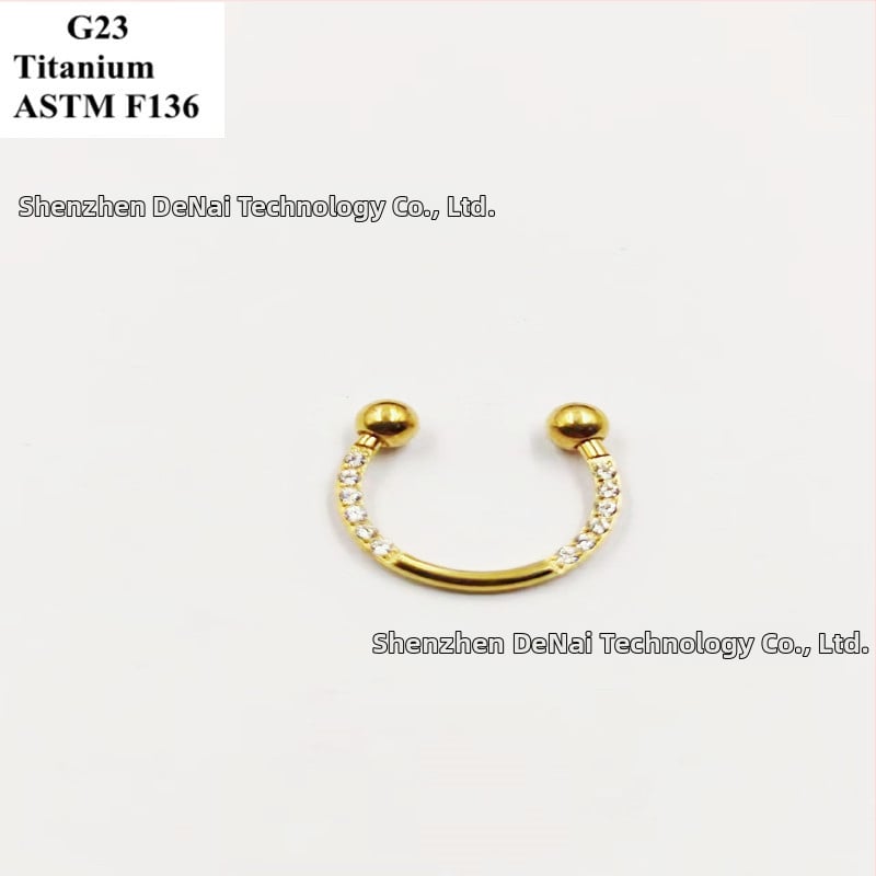 Nosový prsteň, G23 titanová zliatina, tvar U, zirkónové kamene, C-tvarovaná otočná gulička