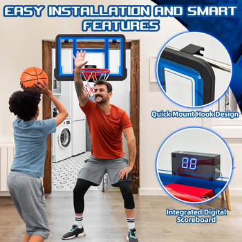 Coș de baschet pentru copii montat pe perete, fără găuri, cu scor, XTH, 1,3 kg