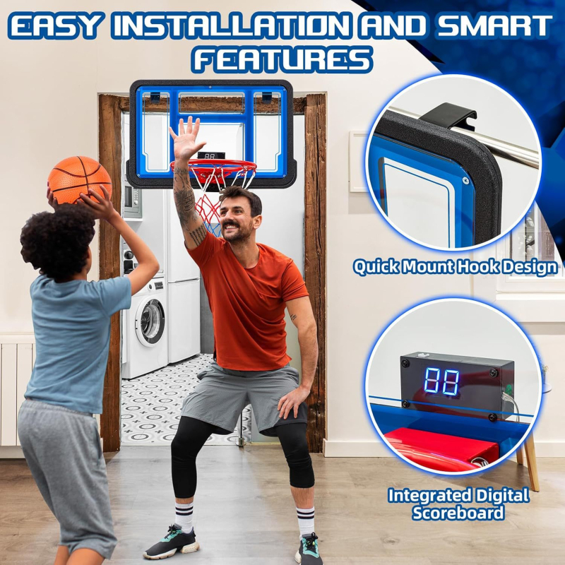 Coș de baschet pentru copii montat pe perete, fără găuri, cu scor, XTH, 1,3 kg