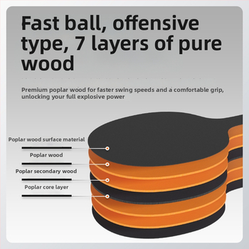 Sada pingpongových rakiet Boli T09 – dve rakety, tri loptičky s rámom na sieť, sedemvrstvové masívne drevo čepele, dvojstranná guma proti lepeniu