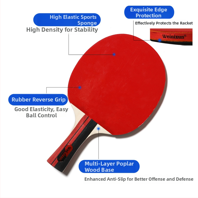 Raketa na stolný tenis Venezon – doska z popola, guma s reverzným lepidlom, vodorovný úder, prispôsobiteľné spracovanie, potlačené logo