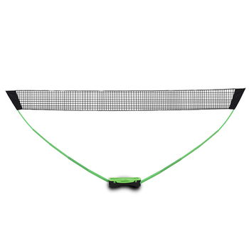 Prenosný stojan na sieť na badminton z PVC, s jednou štandardnou sieťou a dvojitými stĺpmi na tréning, ľahký; balenie 700x300x140 mm; vhodný pre badminton, tenis a ďalšie hry s loptou.