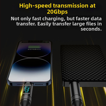 USB-C към USB-C кабел с цифров дисплей, 100W PD, 8K проекция, тегло 50 г