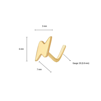 Orrpiercing 925 ezüst, Lightning sorozat, geometriai design, elektroplattázás, uniszex