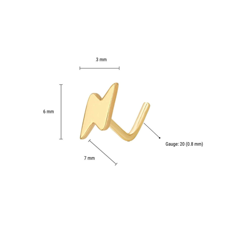 Orrpiercing 925 ezüst, Lightning sorozat, geometriai design, elektroplattázás, uniszex