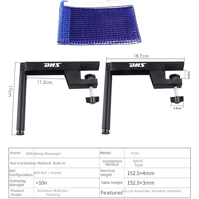 Stojan na sieť stolného tenisu P205, spirálny dizajn, vrátane siete, vhodné do interiéru, konštrukcia z kovu a nylonu