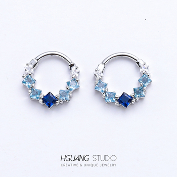 Носна халка, меден с 18K златно покритие, цирконова вложка, геометричен стил, регулируем отвор, унисекс