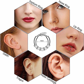 Носна халка, меден с 18K златно покритие, цирконова вложка, геометричен стил, регулируем отвор, унисекс