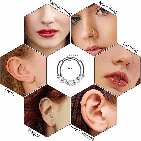 Носна халка, меден с 18K златно покритие, цирконова вложка, геометричен стил, регулируем отвор, унисекс