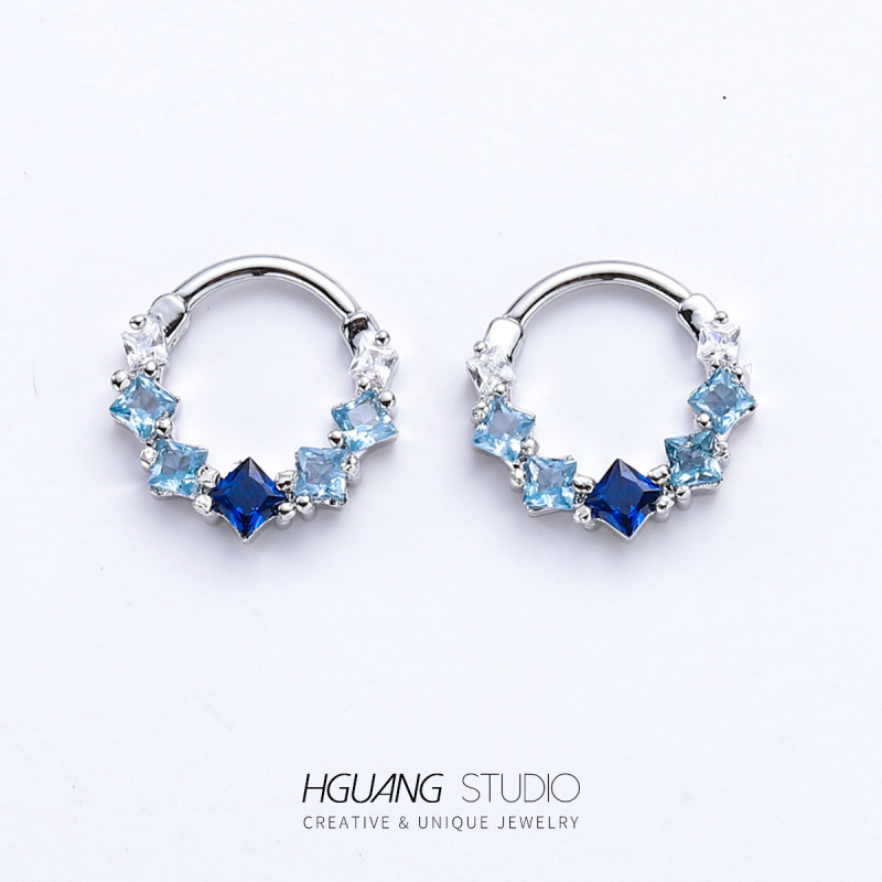 Носна халка, меден с 18K златно покритие, цирконова вложка, геометричен стил, регулируем отвор, унисекс