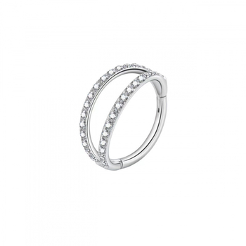 Носен пръстен от мед със геометричен дизайн, бели кристали, инкрустирани диаманти, унисекс стил