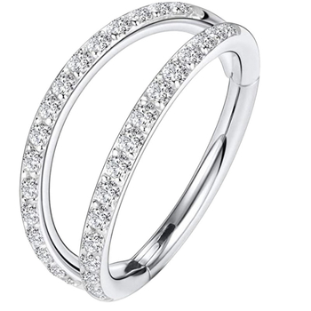 Носен пръстен от мед със геометричен дизайн, бели кристали, инкрустирани диаманти, унисекс стил