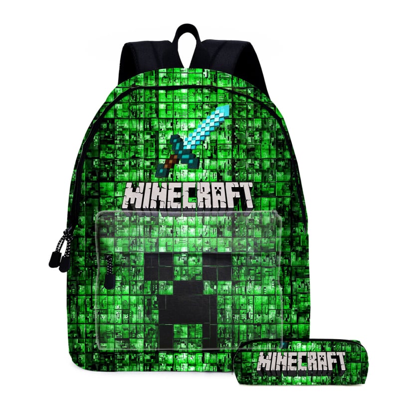 Ученическа раница Minecraft с флорален принт, полиестер, 20-35 л, подходяща за лаптоп 15 инча, презрамки с въздушна възглавница