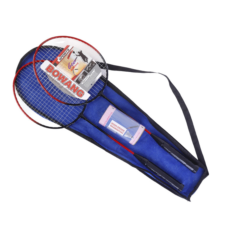 Бадминтон сет с две ракети, рамка от желязна сплав, тегло 95–100 г, директен удар, включено перце за бадминтон