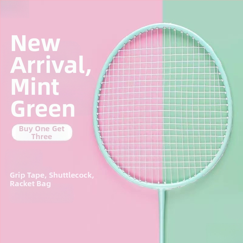 Бадминтон ракета – рамка от алуминиев сплав, тегло 95–100 g, найлонови струни, екстра твърдост, тип удар: прав