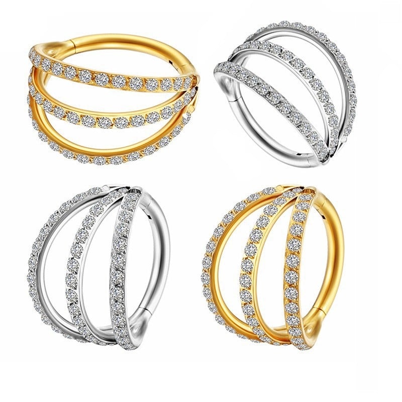 Носна халка от 316L неръждаема стомана, унисекс геометрична форма, електроплакирана, нестандартен стил