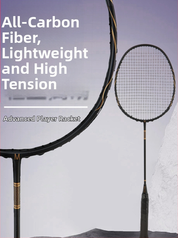 Badmintonová raketa s karbónovým rámom • hmotnosť 80–84 g • dĺžka 674±5 mm • hrúbka gripu G-5 • typ rakety: rovný hriadeľ