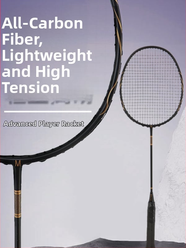 Badmintonová raketa s karbónovým rámom • hmotnosť 80–84 g • dĺžka 674±5 mm • hrúbka gripu G-5 • typ rakety: rovný hriadeľ