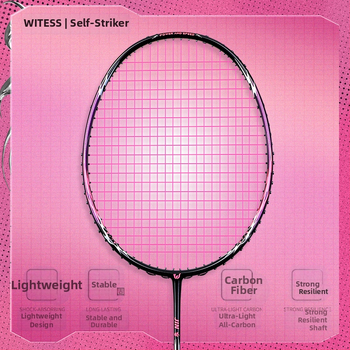 Badmintonová raketa Witess witness 812 séria s rámom z karbónových vlákien, hmotnosť 80–84 g, priamy úder, stredná tvrdosť