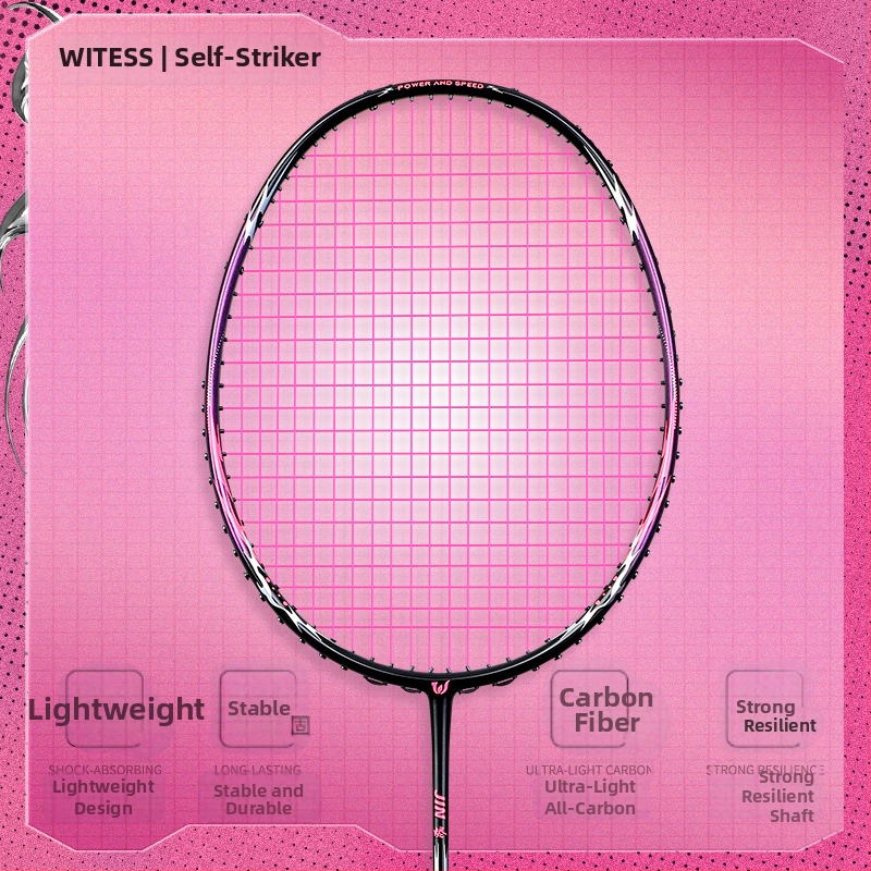 Badmintonová raketa Witess witness 812 séria s rámom z karbónových vlákien, hmotnosť 80–84 g, priamy úder, stredná tvrdosť
