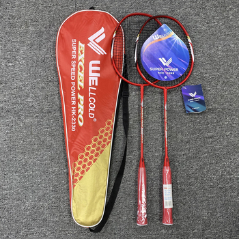Rachetă de badminton cu cadru din aluminiu, coarda din nylon, greutate 95–100 g, grosimea mânerului G5, tip lovire: lovire orizontală
