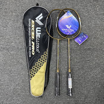 Rachetă de badminton cu cadru din aluminiu, coarda din nylon, greutate 95–100 g, grosimea mânerului G5, tip lovire: lovire orizontală
