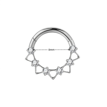 Inel nazal din aliaj de titan cu zirconiu încrustat, formă de picătură, puritate G23 (ASTM F136), piatră fin sculptată