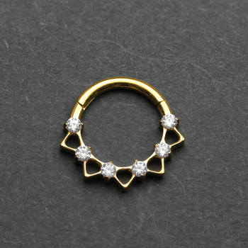 Inel nazal din aliaj de titan cu zirconiu încrustat, formă de picătură, puritate G23 (ASTM F136), piatră fin sculptată