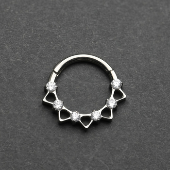 Inel nazal din aliaj de titan cu zirconiu încrustat, formă de picătură, puritate G23 (ASTM F136), piatră fin sculptată